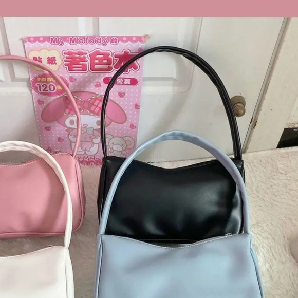 Sanrio Kuromi PVC Leather Shoulder Bag Rectangle Vintage Black & PInk Detail - Picture 3 of 3